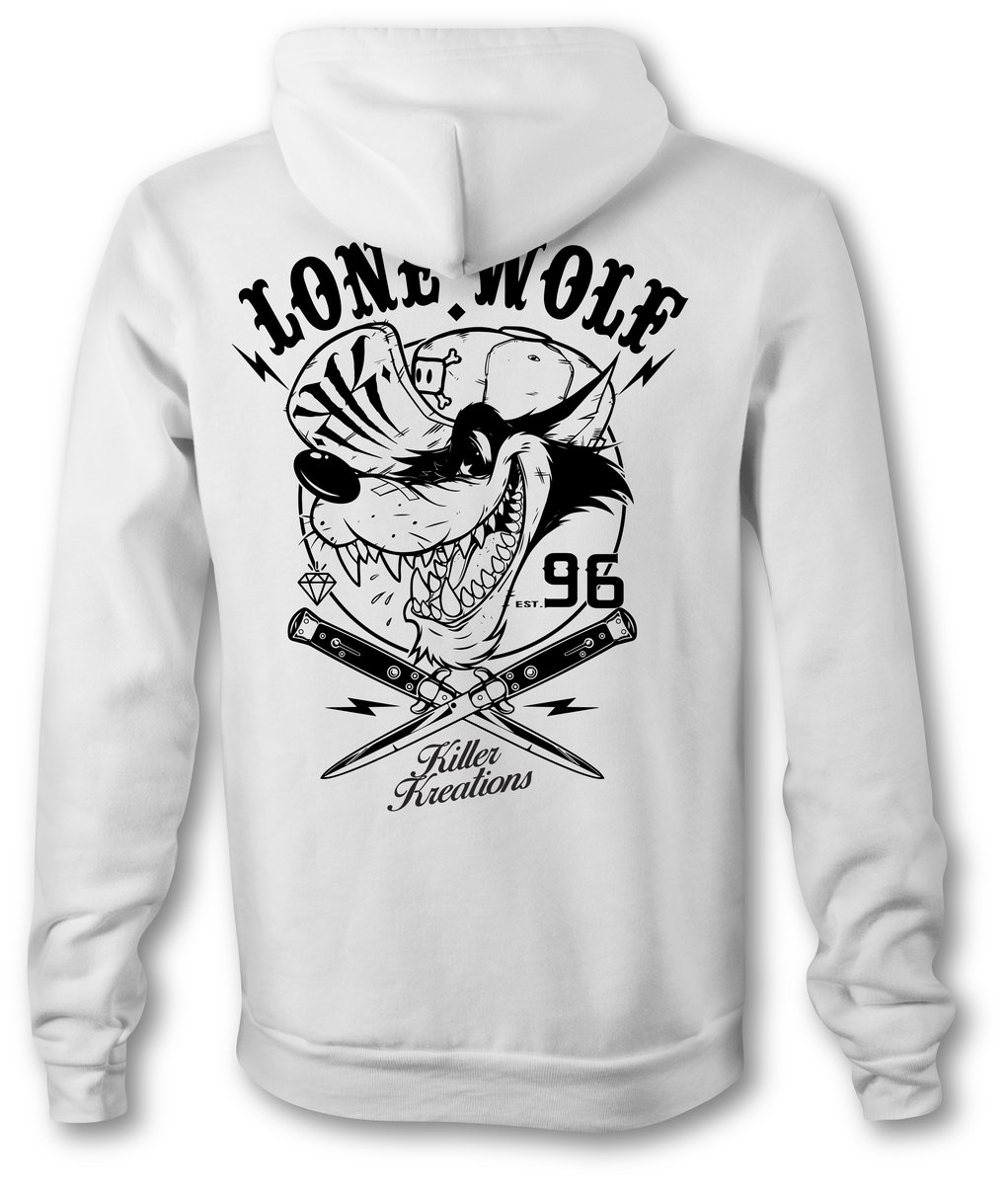 Lone Wolf Hoodie / Black / White | killerkreationsshop Lone Wolf Hoodie / Black / White | killerkreationsshop